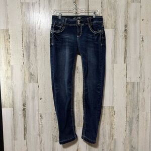 Wallflower Dark Indigo Skinny Jeans with Embellished Back Pockets